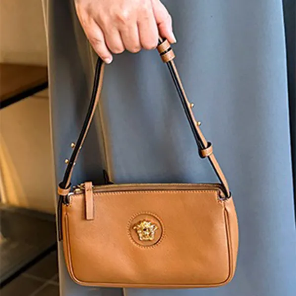 Túi Đeo Vai Nữ Versace Vitello Beige Shoulder Bag Màu Nâu
