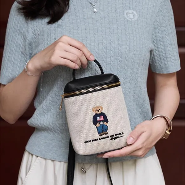 Túi Đựng Điện Thoại Nữ Guoo Bear GU1385-10040 Màu Be Đen