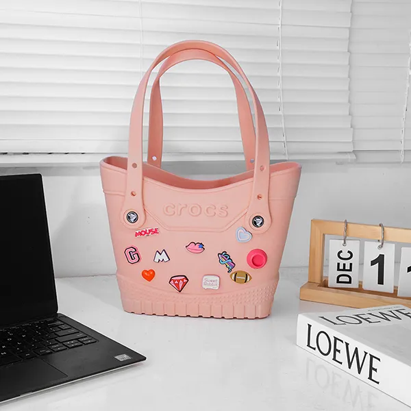 Túi Tote Nữ Crocs Classic Small Woman Tote Bag Charm Pinky Girl -Pink Milk Màu Hồng Sữa