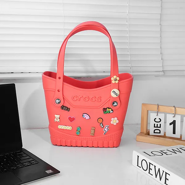 Túi Tote Nữ Crocs Classic Small Woman Tote Bag Charm Summer Bear - Starfish Màu Hồng Cam