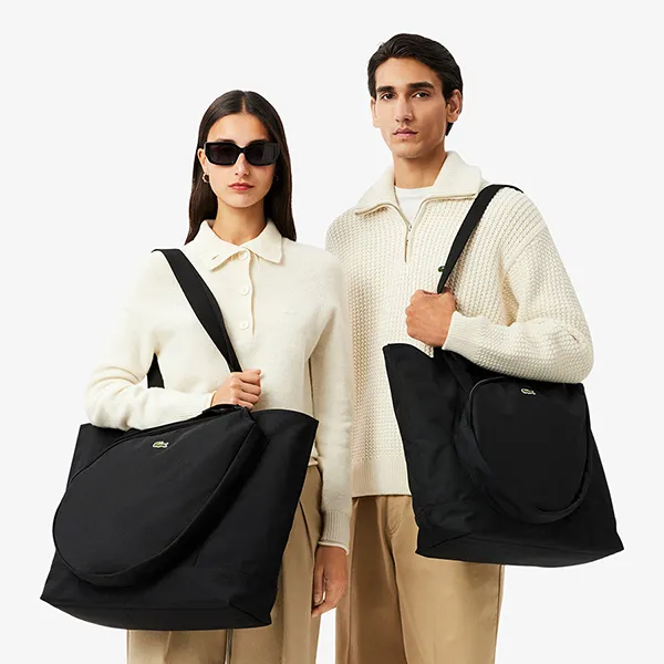 Túi Tote Lacoste Shopping Bag With Tennis Racket Pocket LACNU4816NE000 Màu Đen