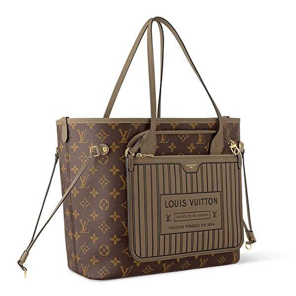 Túi Tote Louis Vuitton LV Neverfull Inside Out MM M25664 (Hai Mặt) Màu Be
