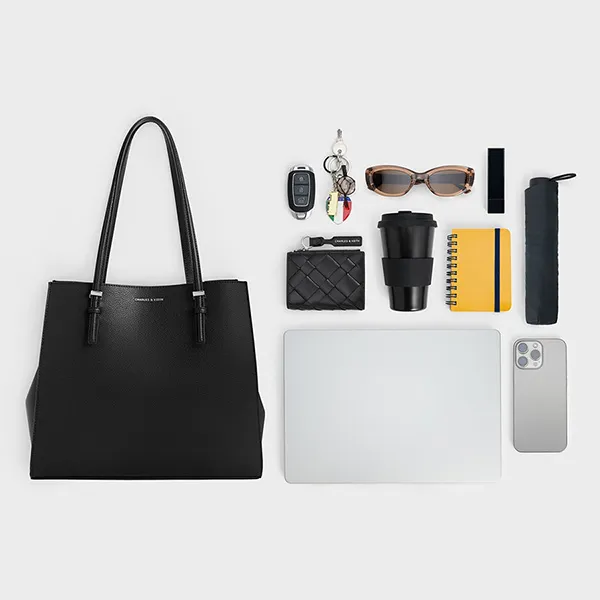 Túi Tote Nữ Charles & Keith CNK Sansa Tote Bag Noir CK2-30782357 Màu Đen