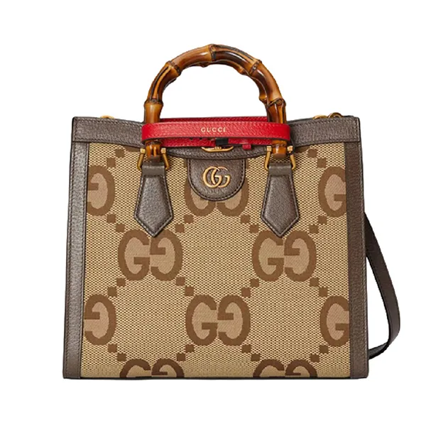 Túi Tote Nữ Gucci Diana Jumbo GG Small Bag Camel Ebony 660195-UKMFT-2672 Màu Nâu Be