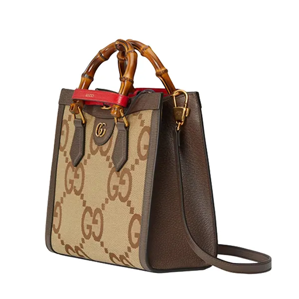 Túi Tote Nữ Gucci Diana Jumbo GG Small Bag Camel Ebony 660195-UKMFT-2672 Màu Nâu Be