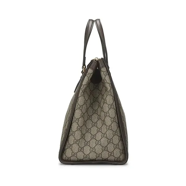 Túi Tote Nữ Gucci GG Supreme Canvas Ophidia Màu Be Nâu