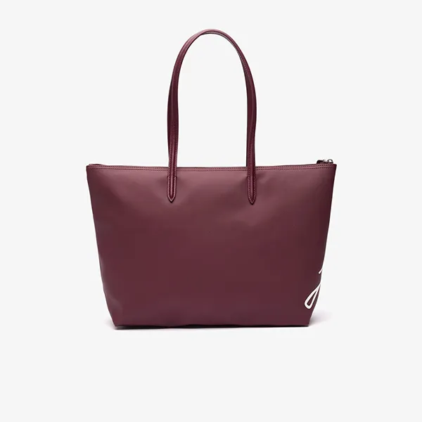 Túi Tote Nữ Lacoste L.12.12 Signature Print Canvas Large Tote Bag NF4473SJ M60 Màu Đỏ Mận
