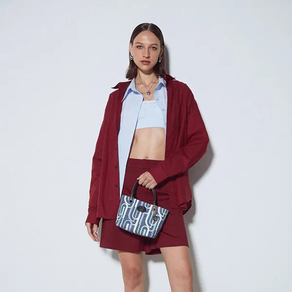 Túi Tote Nữ Lyn Bruna Infinite Denim S Bag Printed Blue Variation 2 Màu Xanh Họa Tiết