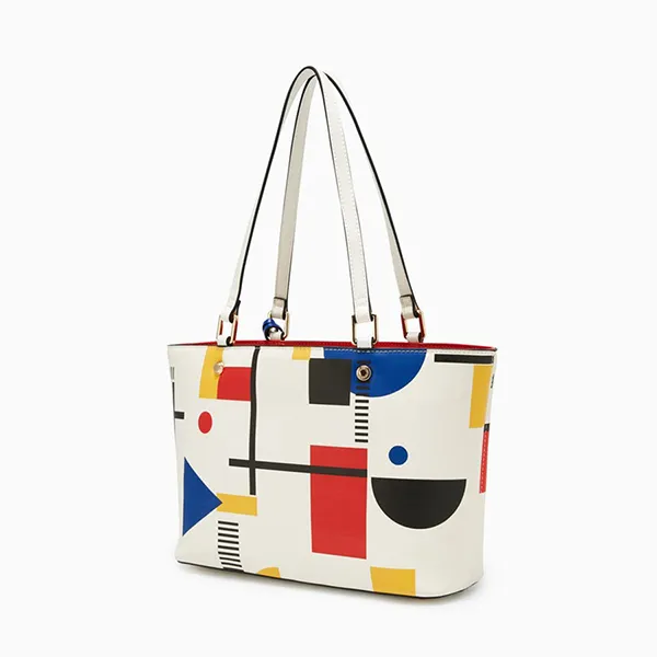 Túi Tote Nữ Lyn Re-Edit Bauhaus M Bag Printed White L25FBWA059 Màu Trắng Họa Tiết