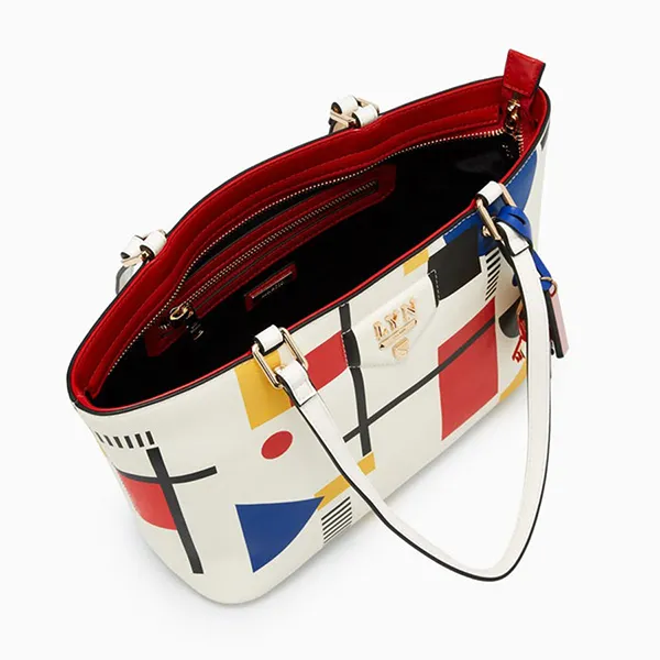Túi Tote Nữ Lyn Re-Edit Bauhaus M Bag Printed White L25FBWA059 Màu Trắng Họa Tiết