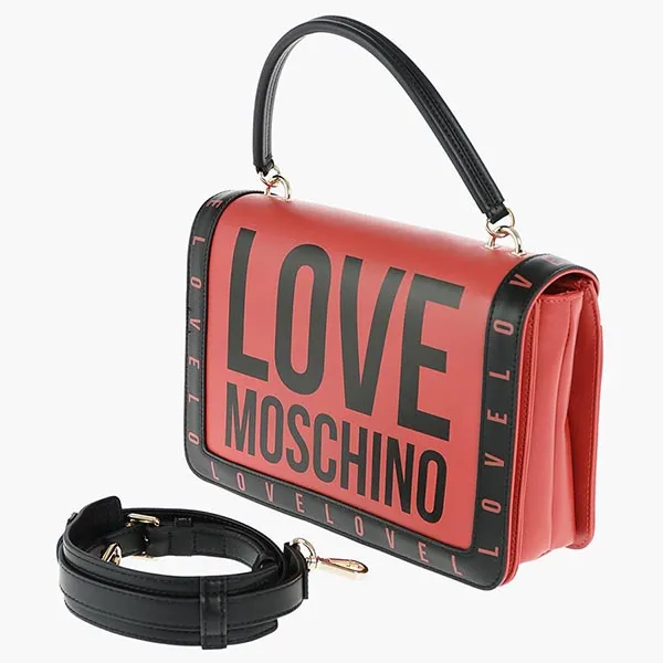 Túi Xách Nữ Love Moschino Love Handbag With Printed Logo And Removable Shoulder Strap Màu Đỏ - Đen