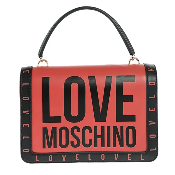 Túi Xách Nữ Love Moschino Love Handbag With Printed Logo And Removable Shoulder Strap Màu Đỏ - Đen