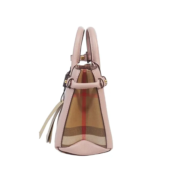 Túi Xách Tay Nữ Burberry Pink Small Banner Leather Satchel Brown Màu Hồng