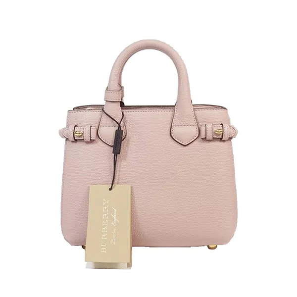Túi Xách Tay Nữ Burberry Pink Small Banner Leather Satchel Brown Màu Hồng