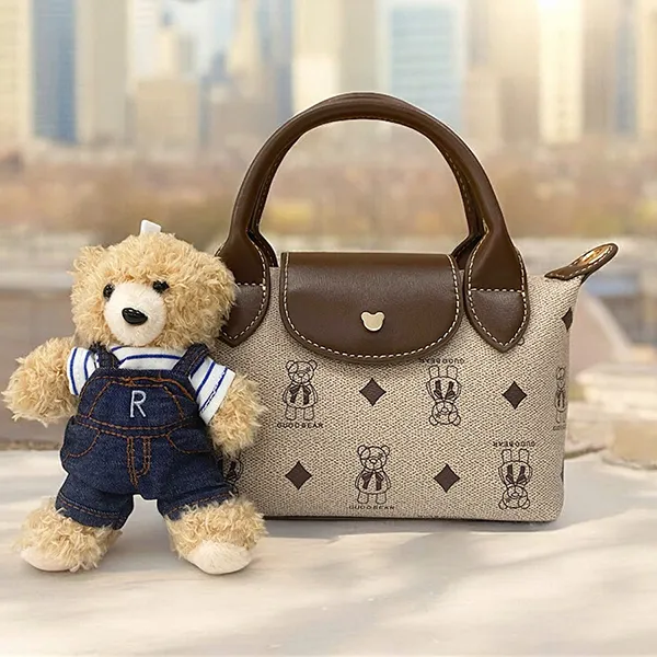Túi Xách Tay Nữ Guoo Bear GU1124 Màu Xám Nâu Size S