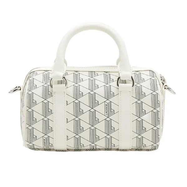 Túi Xách Tay Nữ Lacoste Women's Monogram Print Boston Handbag NF3960DG F89 Màu Trắng