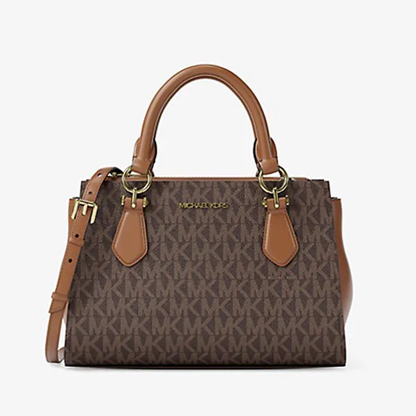 Túi Xách Tay Nữ Michael Kors MK Marilyn Small Signature Logo Messenger Bag 35F5G6AM1B Brown Màu Nâu Đen