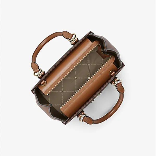 Túi Xách Tay Nữ Michael Kors MK Marilyn Small Signature Logo Messenger Bag 35F5G6AM1B Brown Màu Nâu Đen