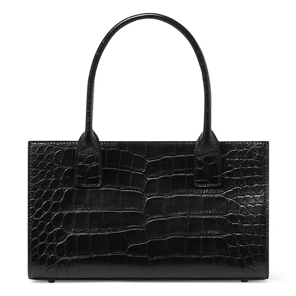 Túi Xách Tay Nữ Versace Medusa Crocodile Effect Handbag Màu Đen