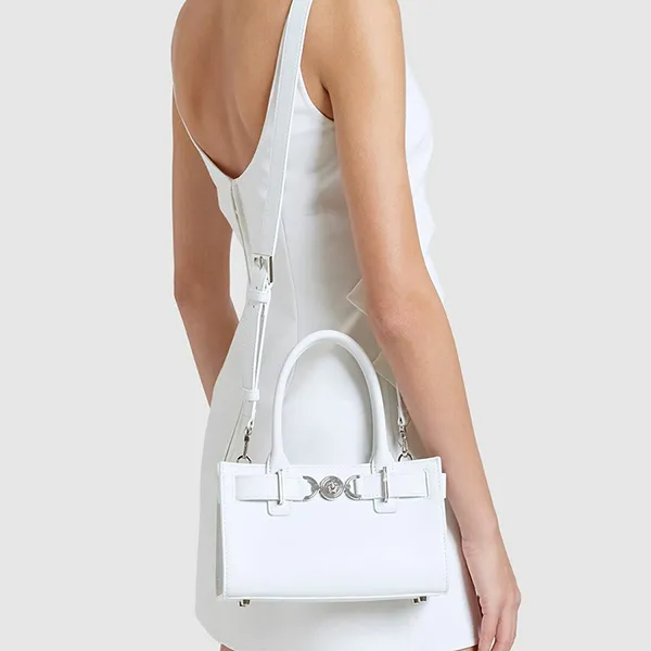 Túi Xách Tay Nữ Versace Small Medusa '95 Leather Bag Màu Trắng