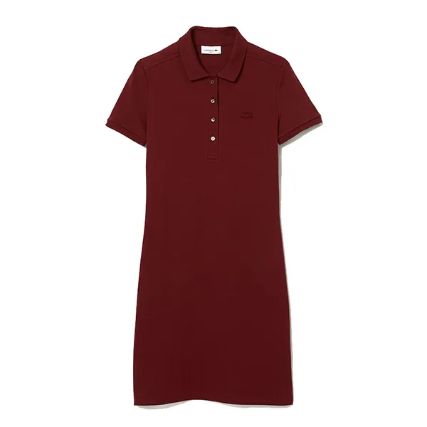 Váy Polo Nữ Lacoste Slim Fit Stretch Petit Pique Polo Dress EF5473-00-ZS1 Màu Đỏ Mận Size 38
