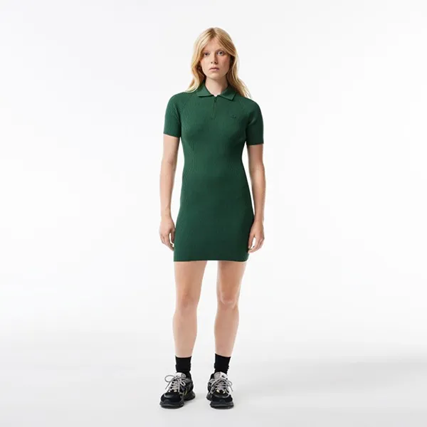 Váy Polo Nữ Lacoste Women’s Knit Polo Dress EF4947 SMI Màu Xanh Lá Size 38