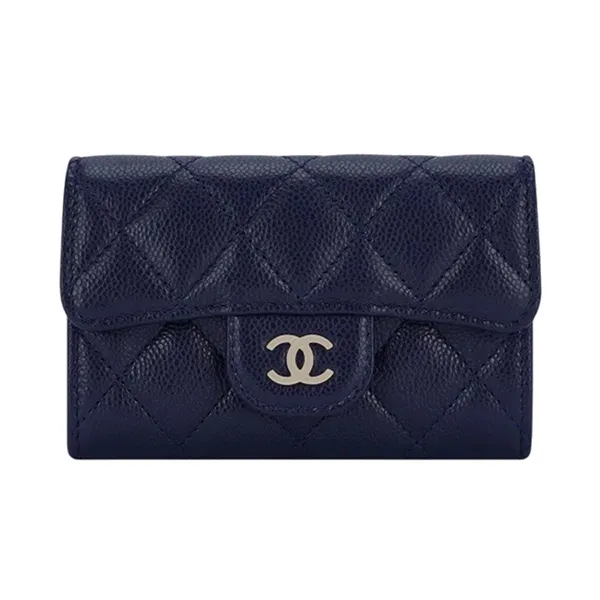 Ví Nữ Chanel Classic Card Holder Grained Calfskin AP0214 Màu Xanh Navy