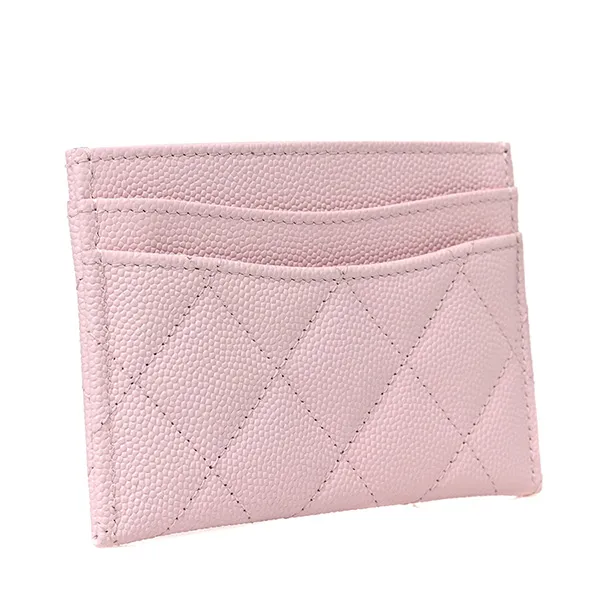 Ví Đựng Thẻ Nữ Chanel Caviar Quilted Card Holder Màu Hồng Nhạt