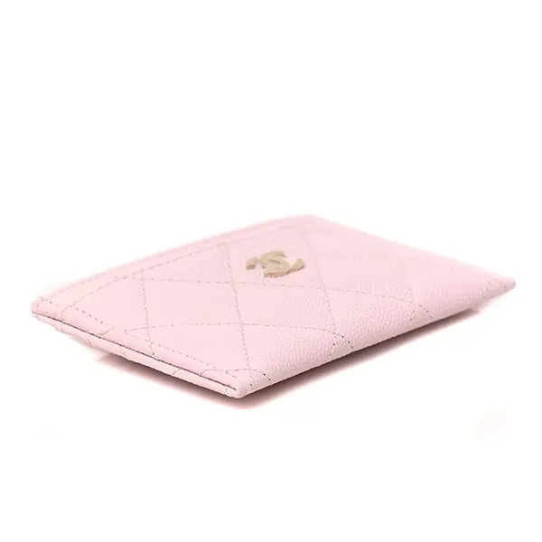 Ví Đựng Thẻ Nữ Chanel Caviar Quilted Card Holder Màu Hồng Nhạt