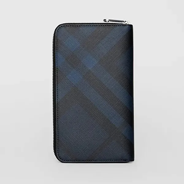 Ví Nam Burberry London Check and Leather Ziparound Wallet Navy/ Black Màu Xanh Đen