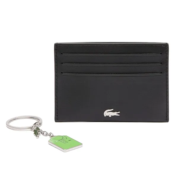 Set Ví Nam Lacoste FG Card Holder And Keychain Gift Set NH4406FG N22 Màu Đen