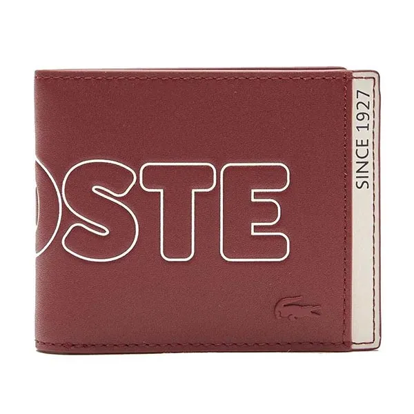 Ví Nam Lacoste Men's Fitzgerald Branded Leather Foldable Wallet NH3715FW Màu Đỏ