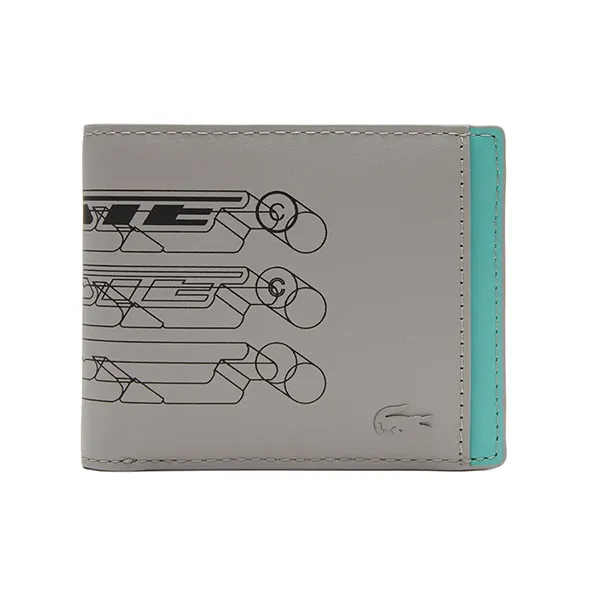 Ví Nam Lacoste Men's Small Folding Wallet With Contrasting Interior NH4292FW Màu Xám - Xanh