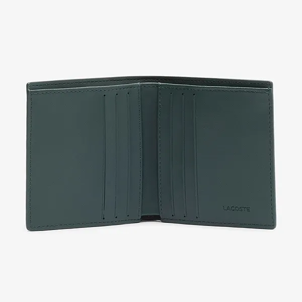 Ví Nam Lacoste Monogram Compact Leather Billfold NH4575MR B43 Màu Xanh Lá