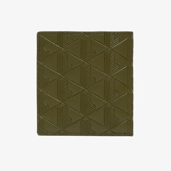 Ví Nam Lacoste Monogram RFID Bifold Leather Wallet NH4575MR Màu Xanh Green