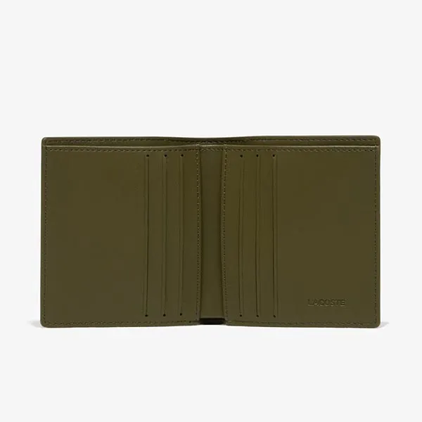 Ví Nam Lacoste Monogram RFID Bifold Leather Wallet NH4575MR Màu Xanh Green