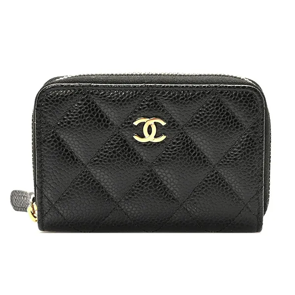 Ví Nữ Chanel Caviar Quilted Classic Zipped Coin Purse Black Màu Đen