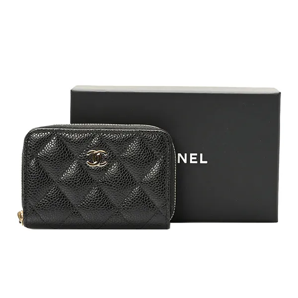 Ví Nữ Chanel Caviar Quilted Classic Zipped Coin Purse Black Màu Đen