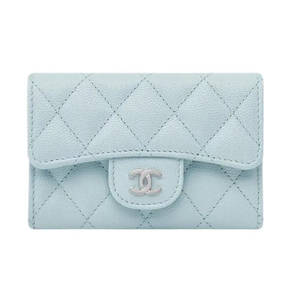 Ví Nữ Chanel Classic Flap Card Holder Màu Xanh Da Trời