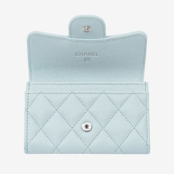 Ví Nữ Chanel Classic Flap Card Holder Màu Xanh Da Trời