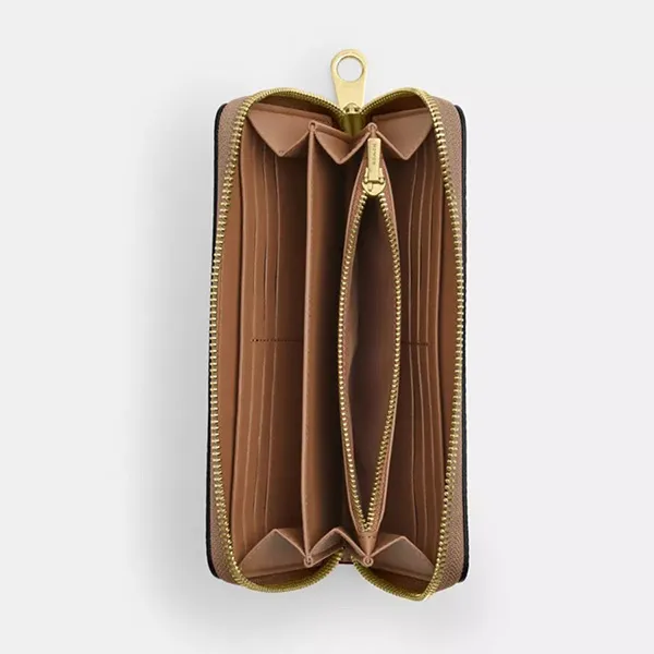 Ví Nữ Coach Long Zip Around Wallet In Signature Canvas Im/Tan/Brown CW778 Màu Nâu