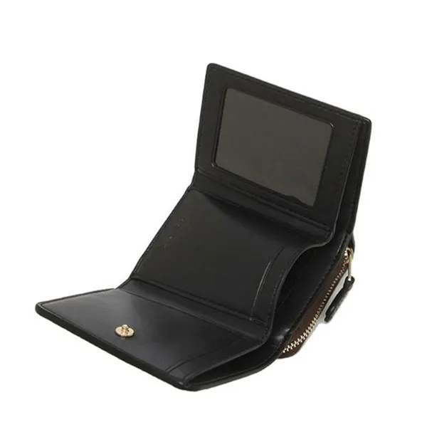 Ví Nữ Coach Small Trifold Wallet In Signature Canvas 7331 Im/Brown/Black Màu Nâu/Đen