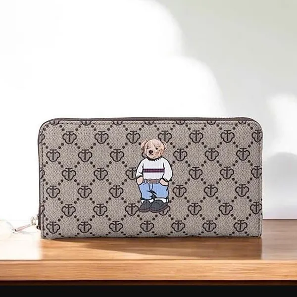 Ví Nữ Guoo Bear GO2044-14090 Logo Lưới Màu Xám Size L