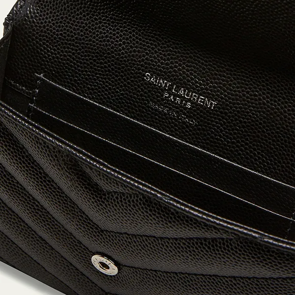 Ví Nữ Yves Saint Laurent YSL Monogram Small Flap Wallet In Grained Leather Màu Đen