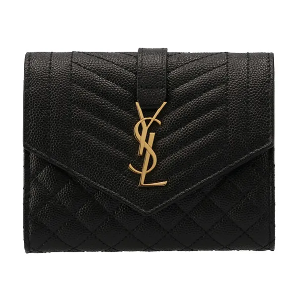 Ví Nữ YSL Yves Saint Laurent Tri-Fold Pebbled Purse Màu Đen