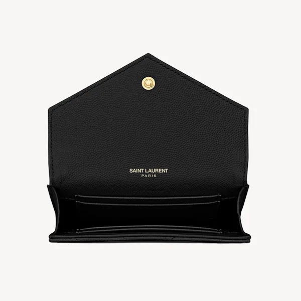 Ví Yves Saint Laurent YSL Cassandre Matelassé Small Envelope Wallet In Grain De Poudre Leather NOIR 414404BOW011000 Màu Đen