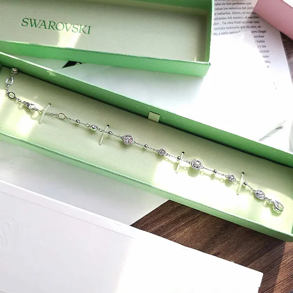 Vòng Đeo Tay Nữ Swarovski Imber bracelet Round Cut, White, Rhodium Plated 5696079 Màu Bạc
