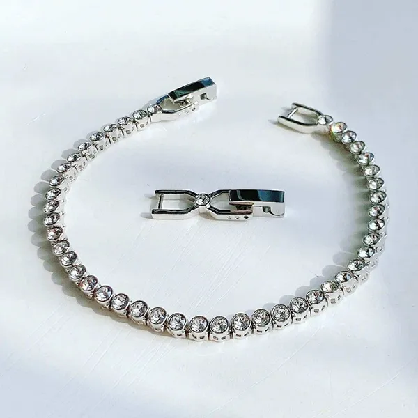 Vòng Đeo Tay Nữ Swarovski Imber Emily Tennis Bracelet Round Cut White Rhodium Plated 1808960 Màu Bạc Trắng