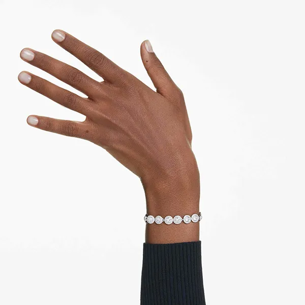 Vòng Đeo Tay Nữ Swarovski Una Angelic Bracelet Round Cut White Rhodium Plated 5682279 Màu Trắng Bạc