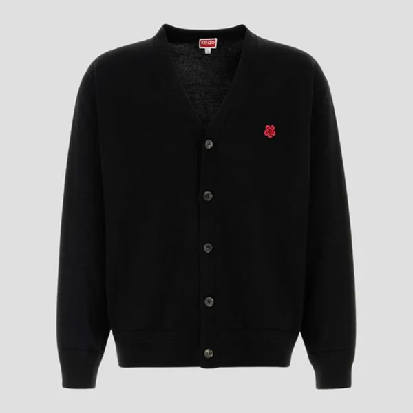 Áo Cardigan Nam Kenzo 'Boke Flower' Embroidered In Merino Wool Black PFF65CA7593LB.99J Màu Đen Size S